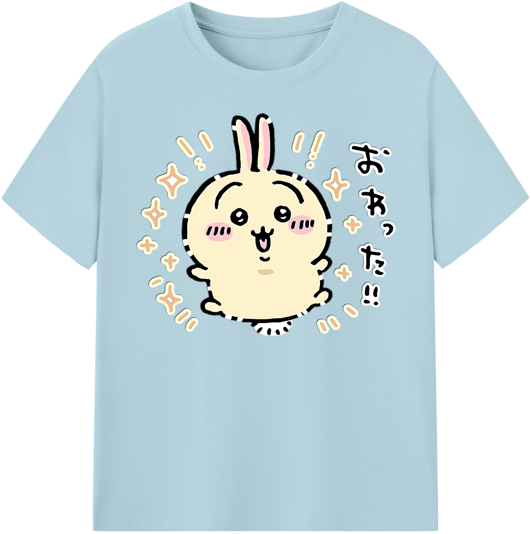 （画像用） ちいかわ うさぎ Chii-kawa usagi 綿100％半袖Tシャツ（フロントプリント）